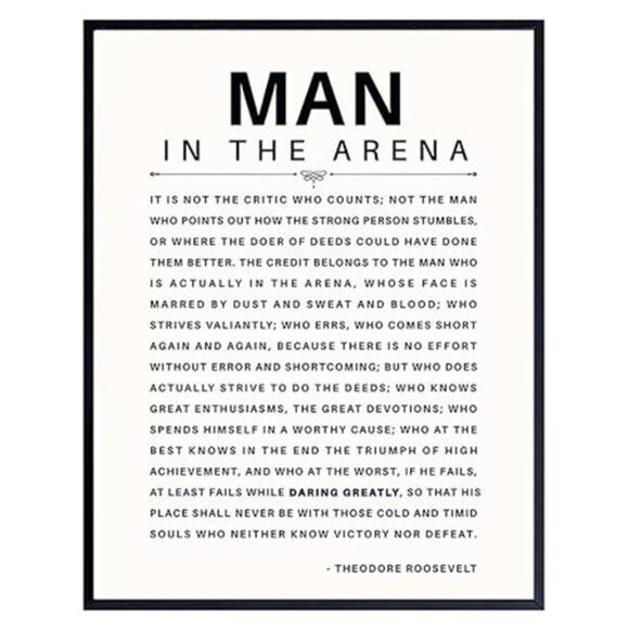 LARGE 11X14 - Man in the Arena - Inspirational Quotes - Teddy Roosevelt Poster - Picture 9 of 9